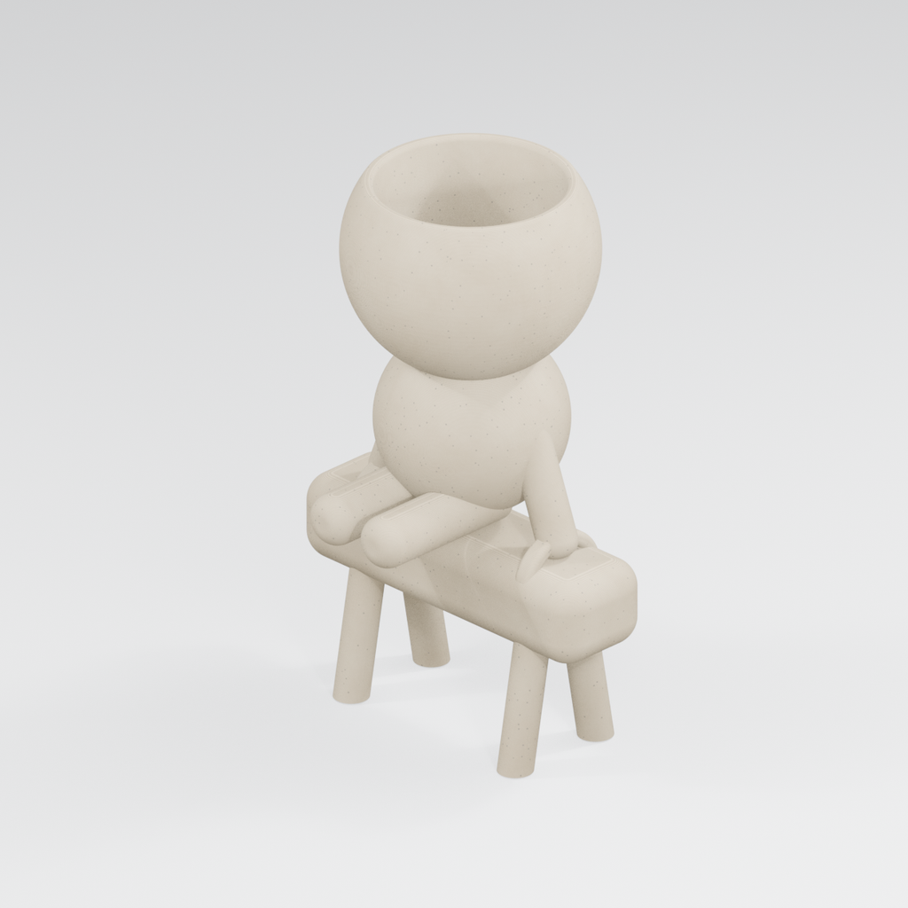 Vault Sticks the Landing gymnast planter, Ivory White finish