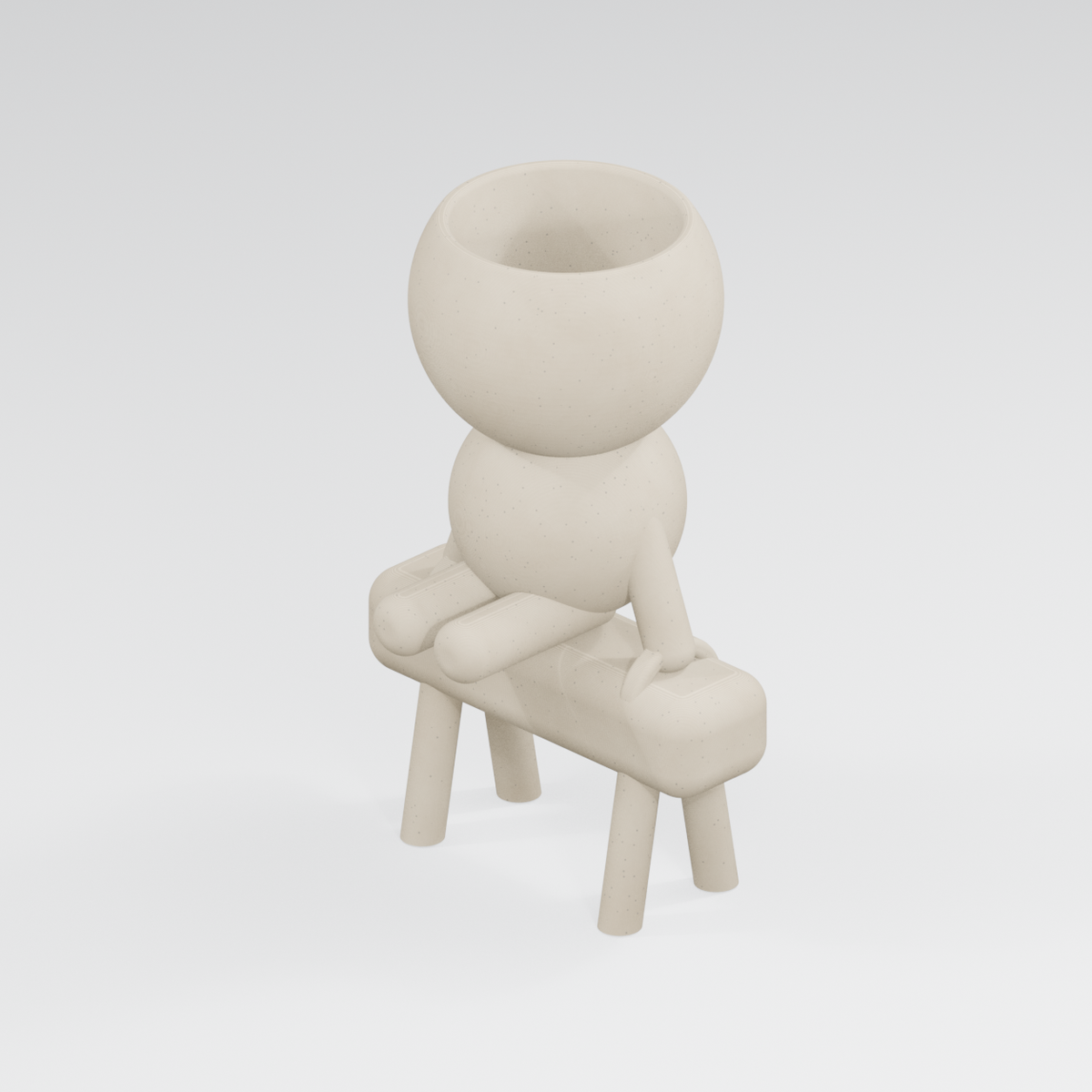 Vault Sticks the Landing gymnast planter, Ivory White finish