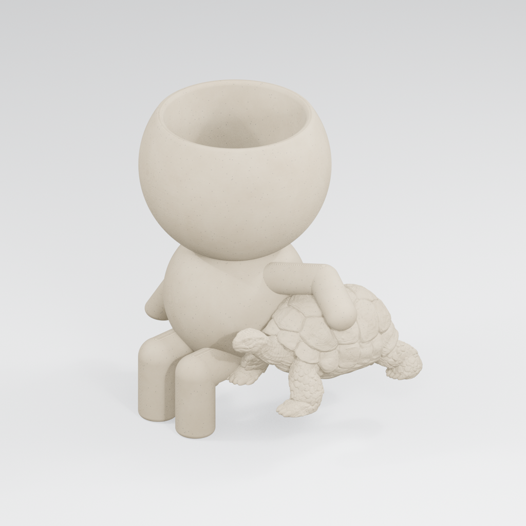 Shelby Slowgrow's Garden Stroll: Tortoise Planter in Ivory White finish