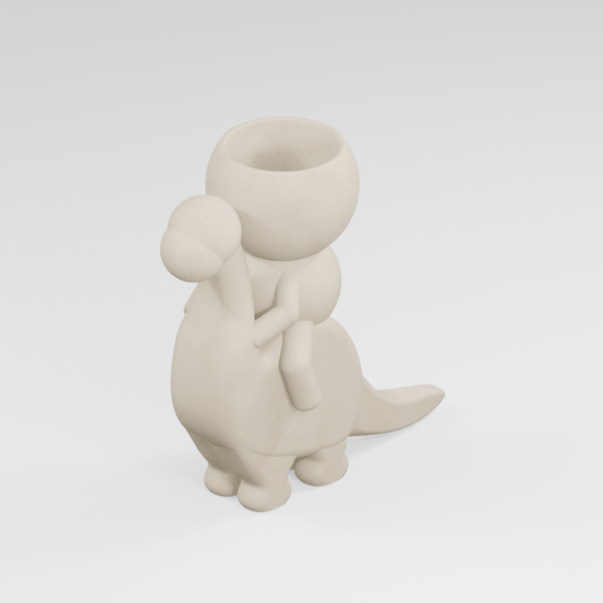Dino Drift dinosaur rider planter in Ivory White