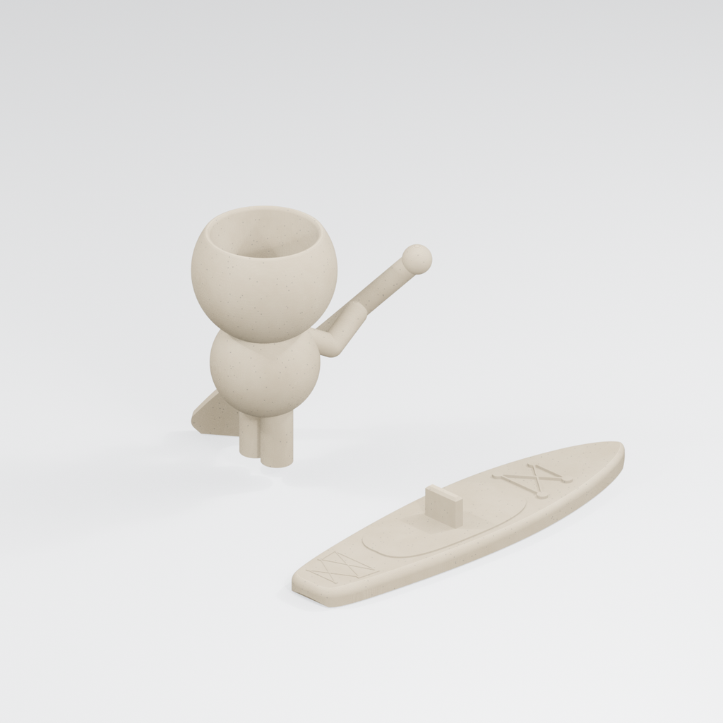 Piper Tidewell's Standing Wave: SUP Paddle Boarder Planter in Ivory White finish