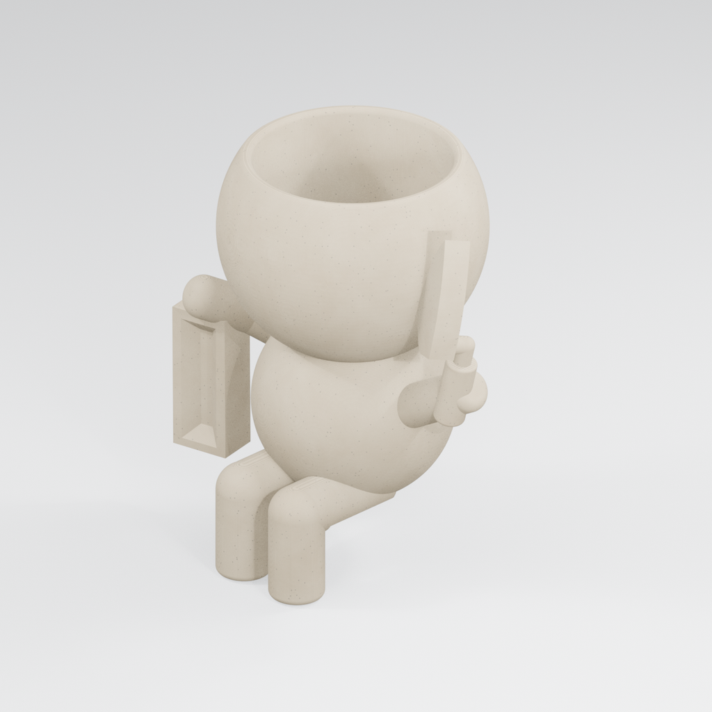 Brickie Moss character planter in Ivory White finish