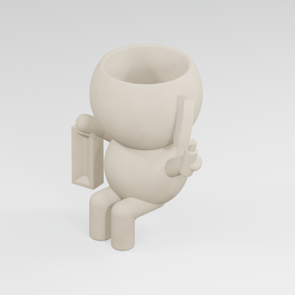 Brickie Moss character planter in Ivory White finish