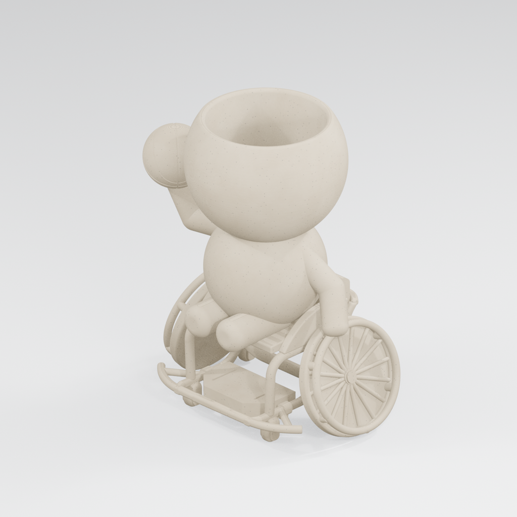 Court Moss wheelchair basketball planter in Ivory White finish