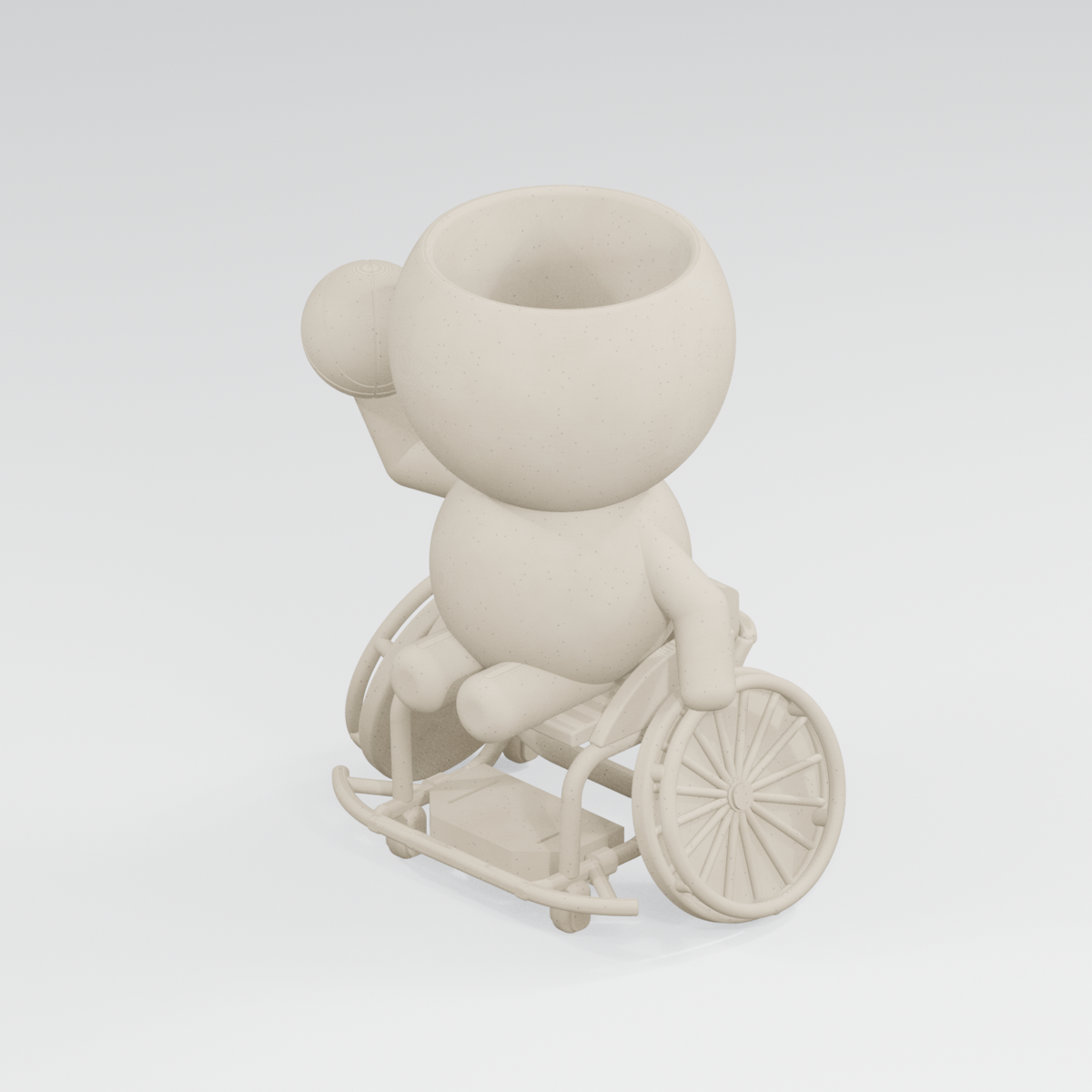 Court Moss wheelchair basketball planter in Ivory White finish