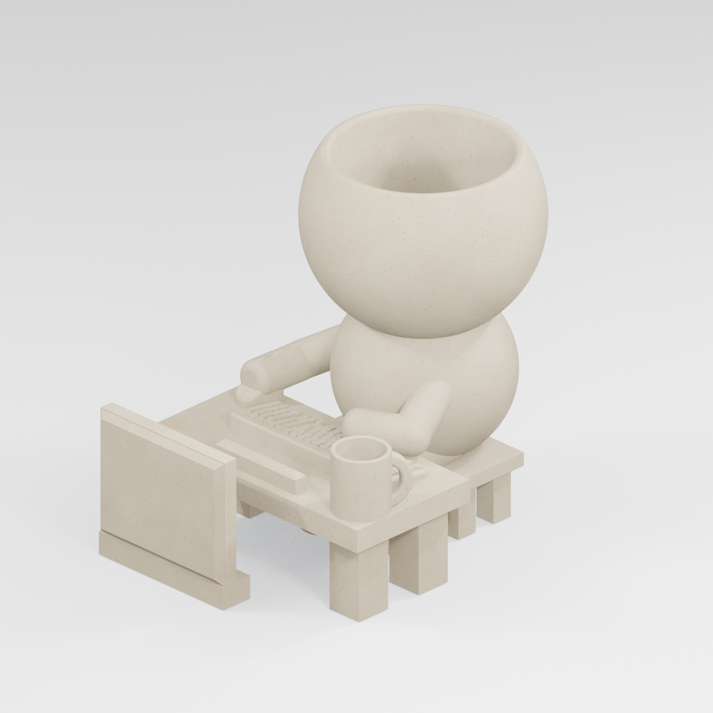 Ctrl + Sprout Logs On | Work From Home Planter in Ivory White finish