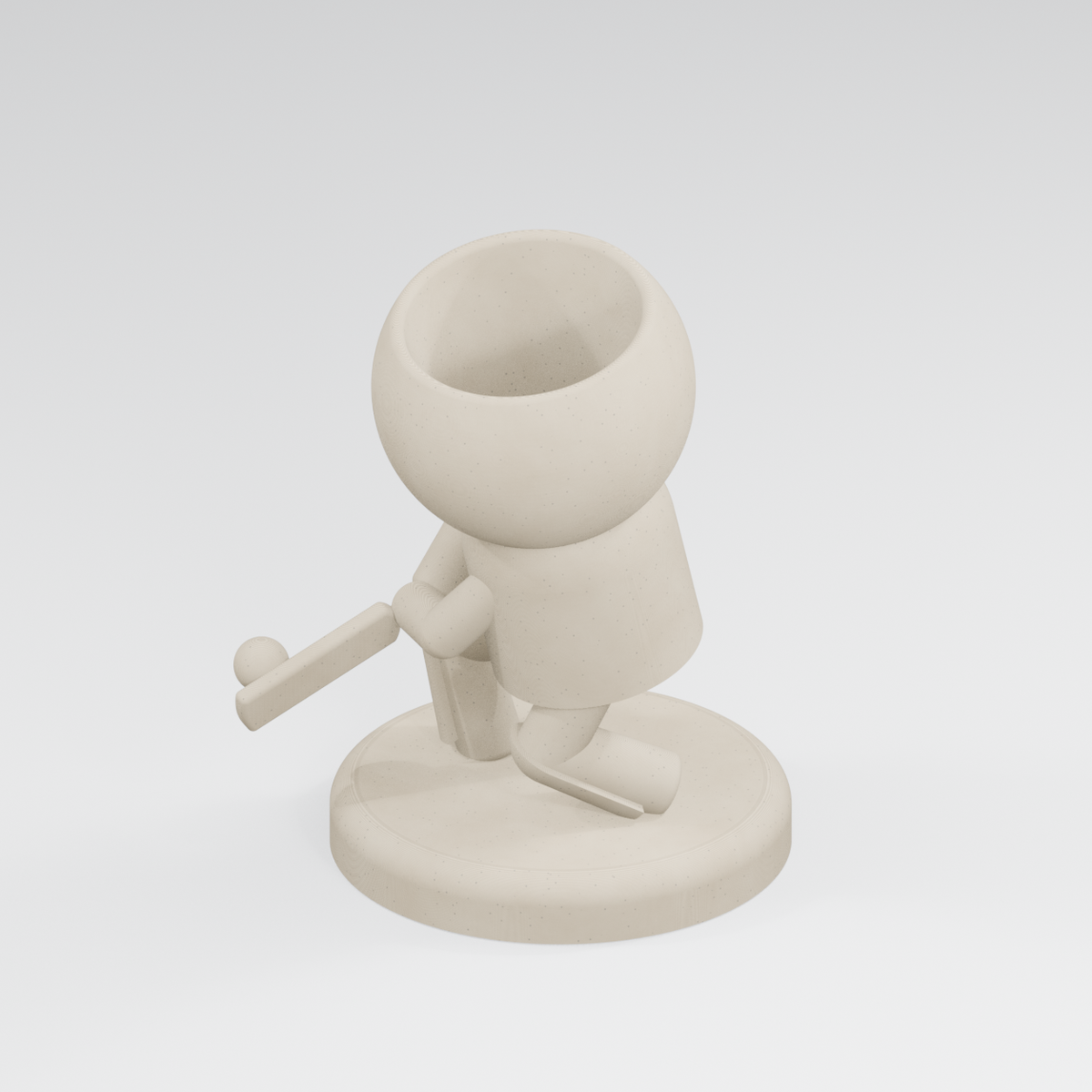 Wicket Willow cricket batsman planter in Ivory White