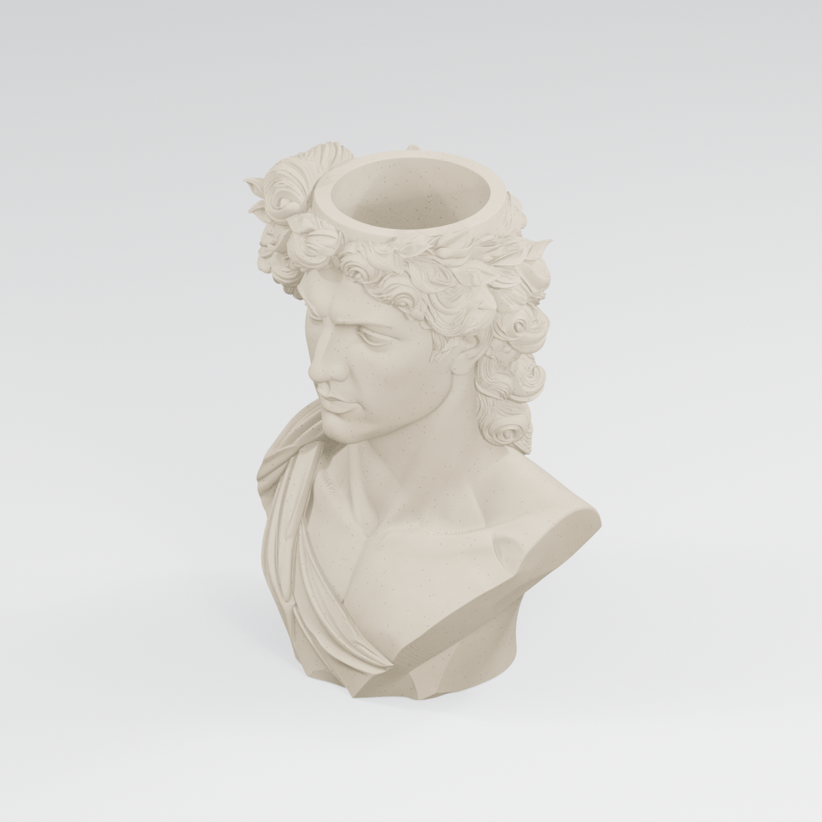 The Laurel Guardian: Greek-Inspired Bust Planter in Ivory White finish