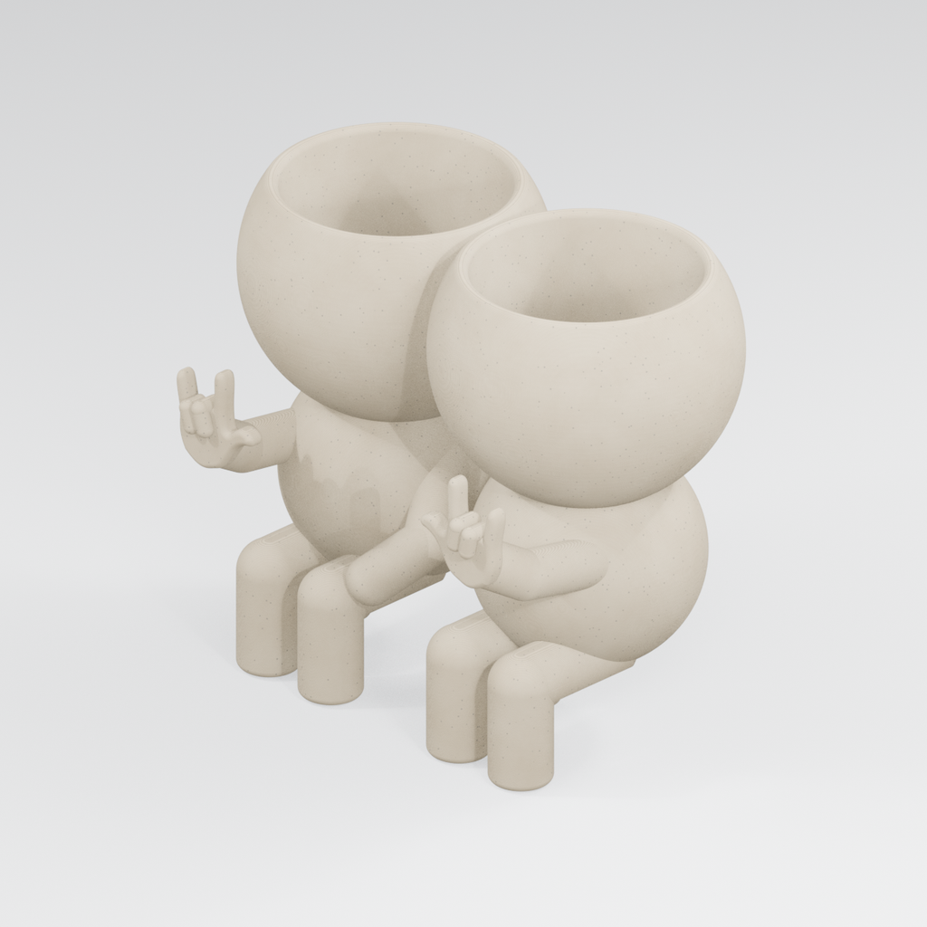 Love Signs couple planter in Ivory White