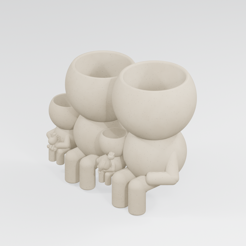 Four Moss family planter in Ivory White finish