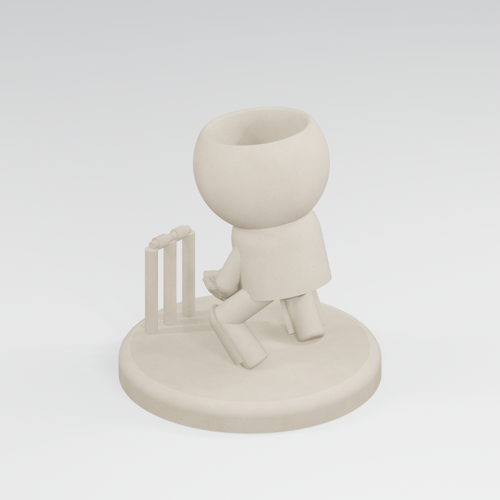 Keeper Kip's Big Save: Cricket Wicket Keeper Planter in Ivory White finish