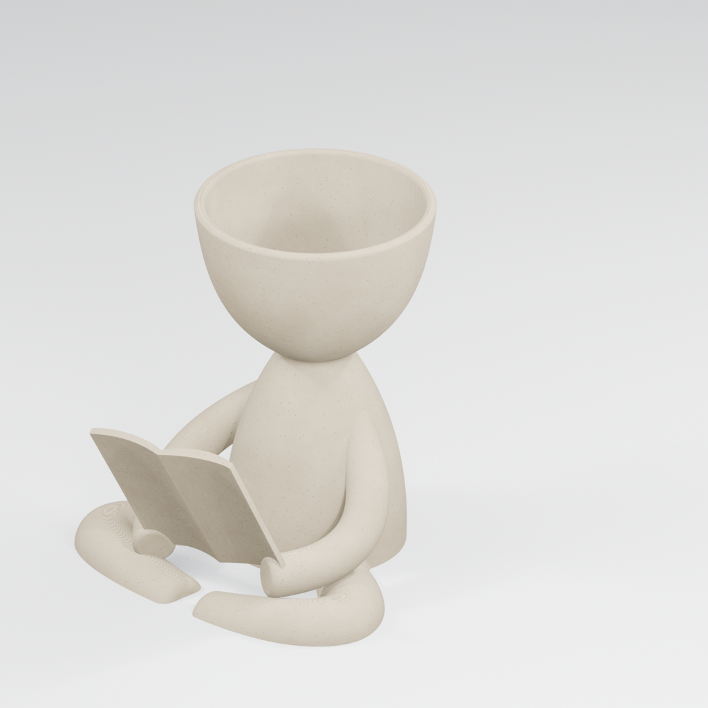 The Quiet Reader Book Lover Planter in Ivory White finish
