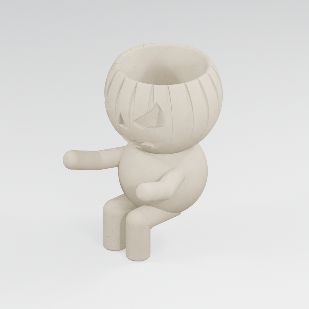 Pumpkin Pippin jack-o-lantern planter in Ivory White
