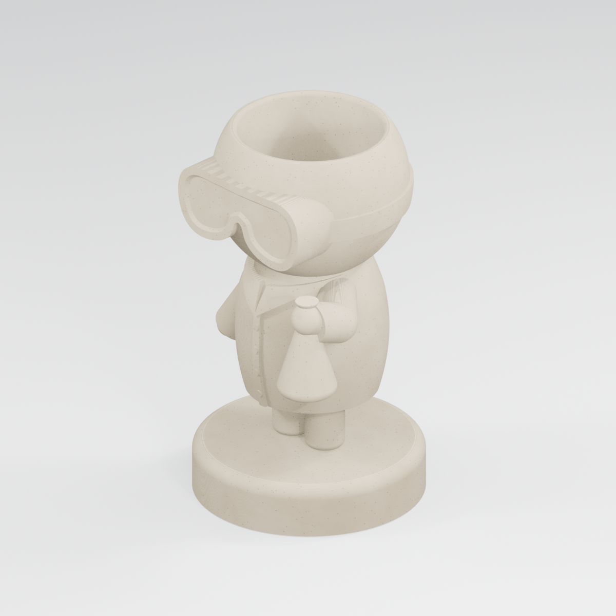 Beaker Moss chemistry scientist planter in Ivory White finish