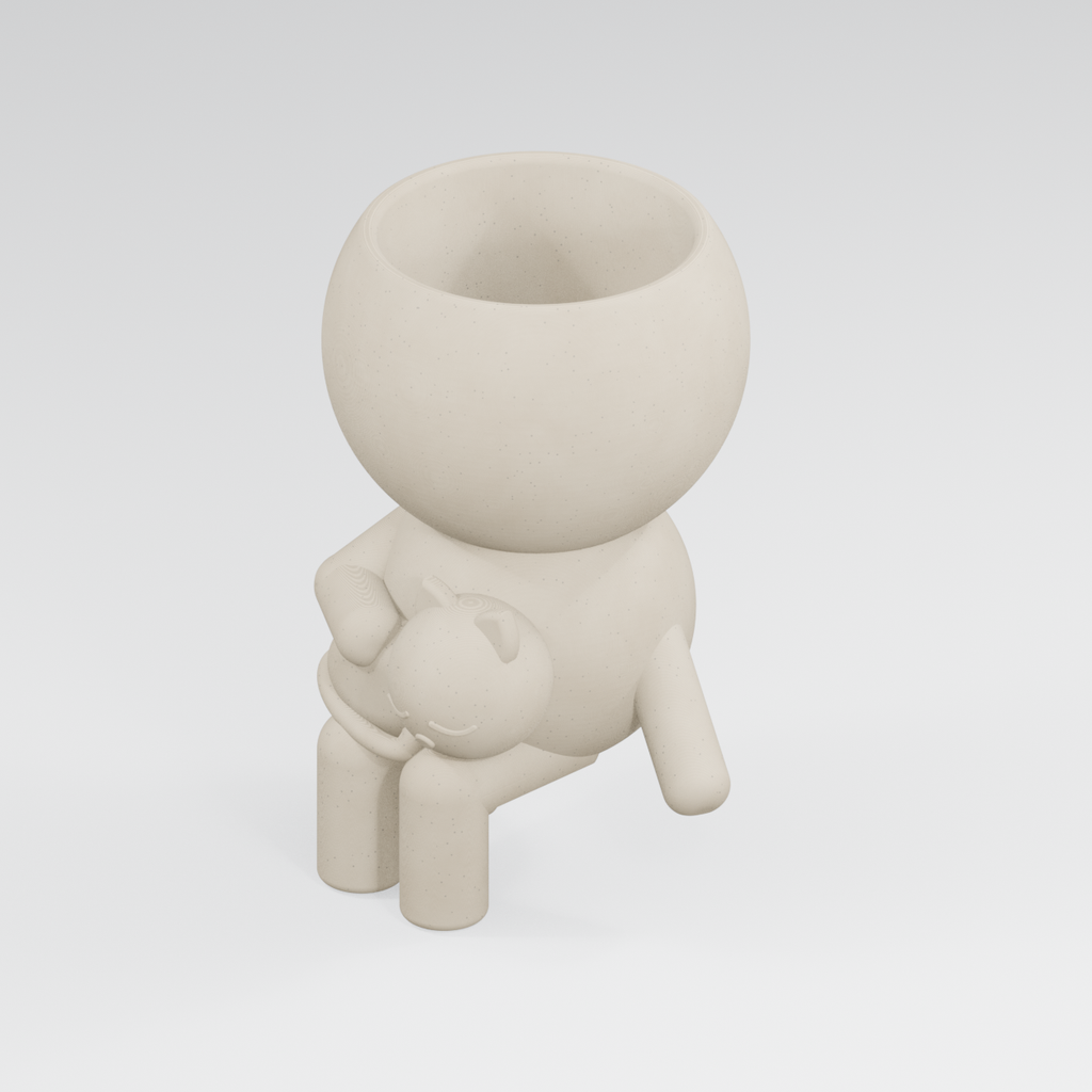 Cuddle Moss cat lover planter in Ivory White finish