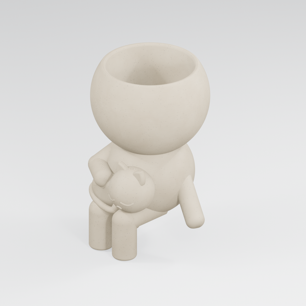 Cuddle Moss cat lover planter in Ivory White finish