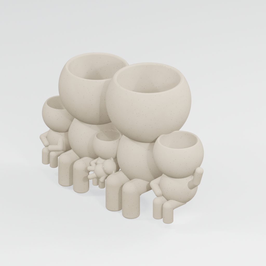 The Five Sprouts Gather Round | Family of Five Planter Ivory White finish