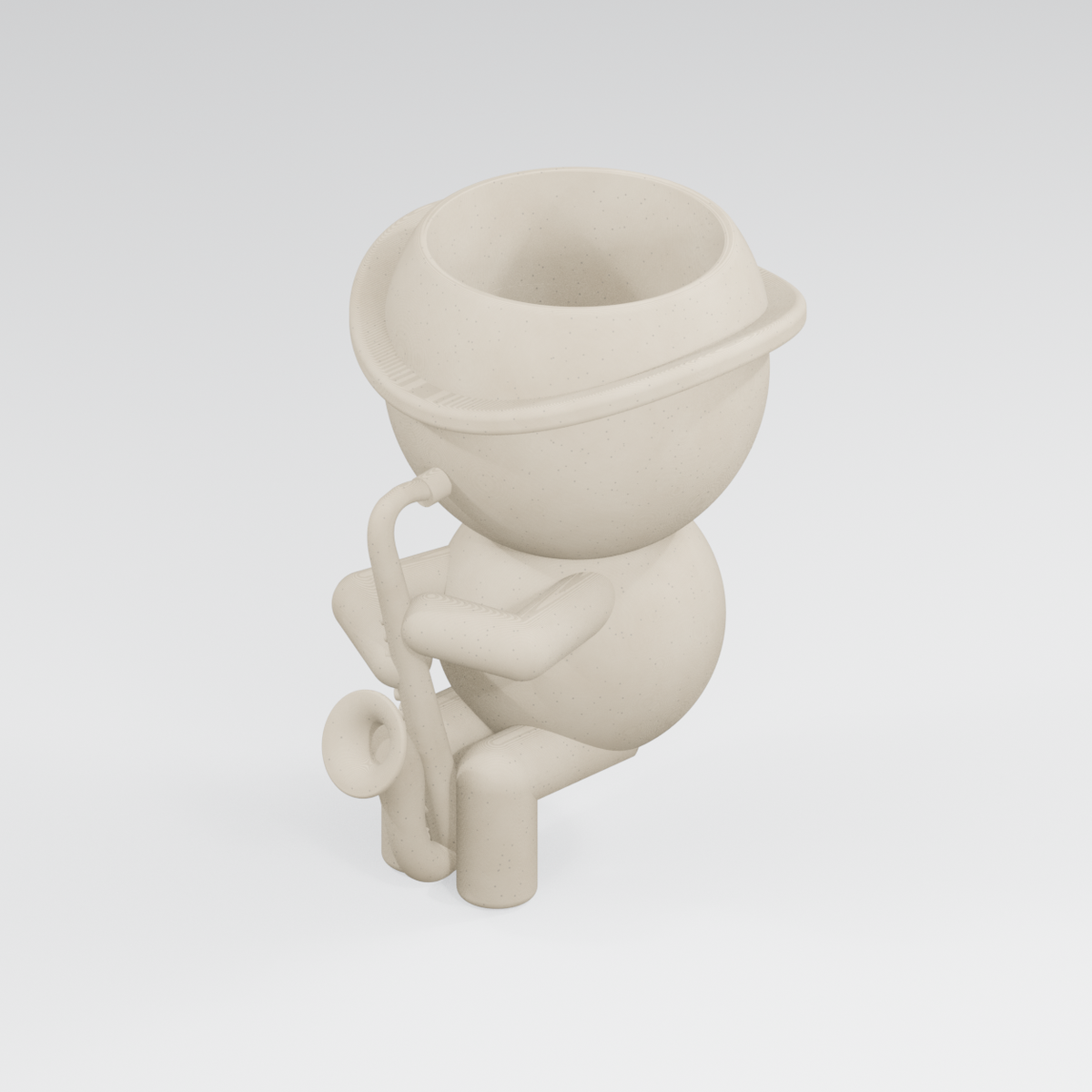 Saxby Sprout's Garden Groove: Saxophone Player Planter in Ivory White finish