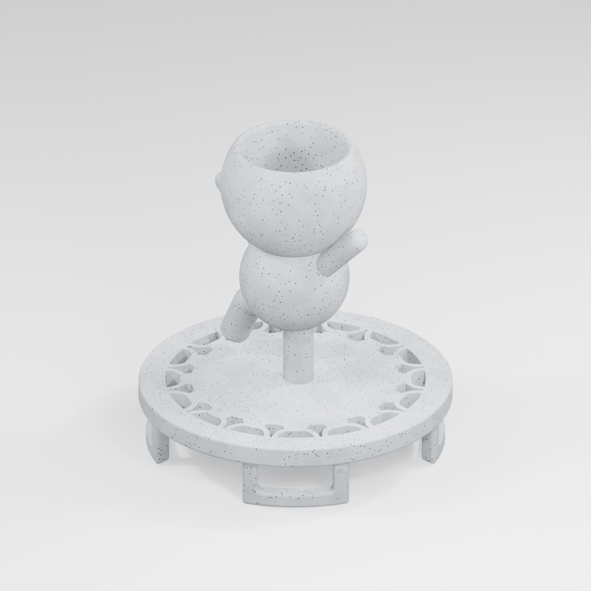 Bounce Trampoline Planter in Marble White