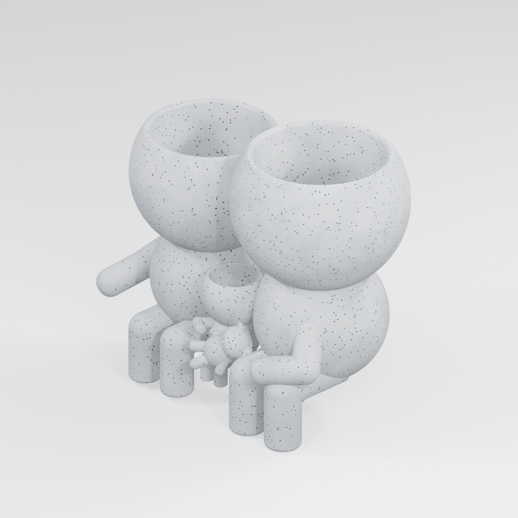 The Three of Us family planter in Marble White