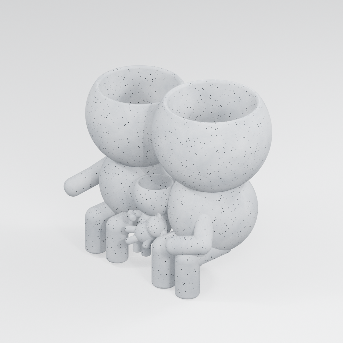 The Three of Us family planter in Marble White