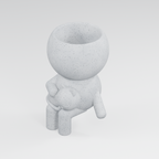 Cuddle Moss cat lover planter in Marble White finish