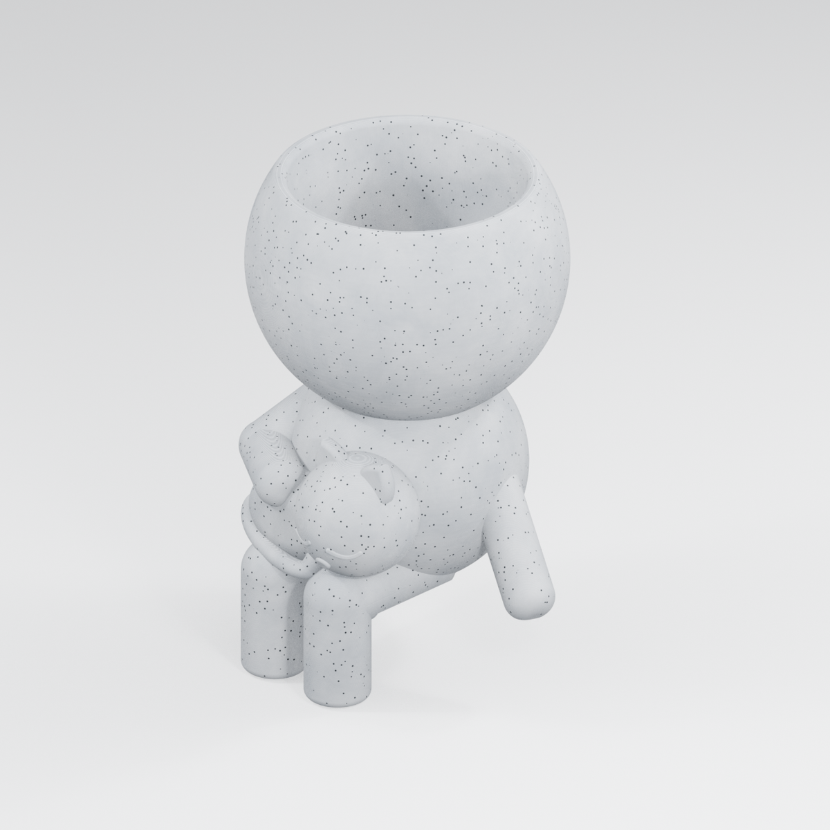 Cuddle Moss cat lover planter in Marble White finish