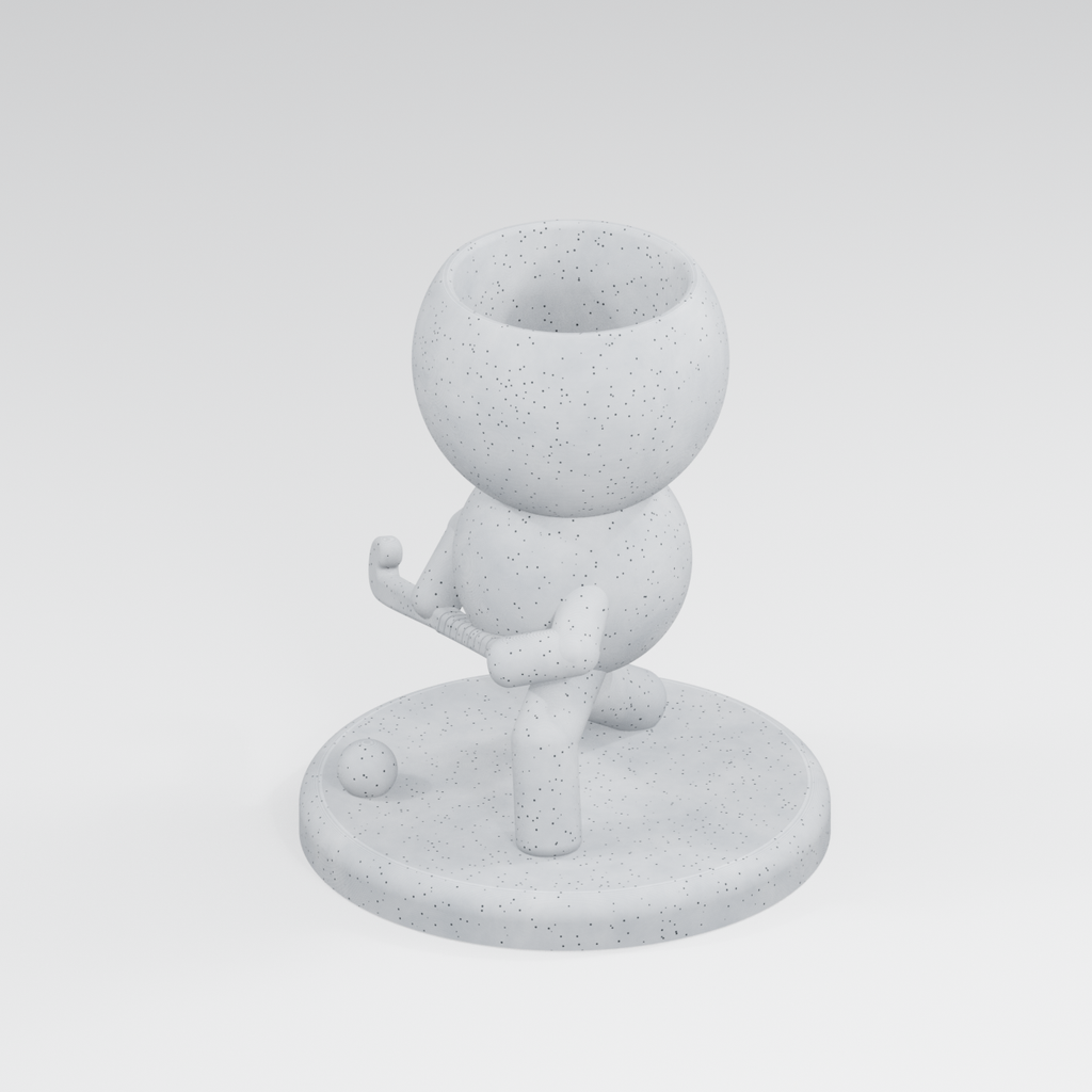 Slapshot Sprout Takes the Ice | Hockey Player Planter in Marble White finish