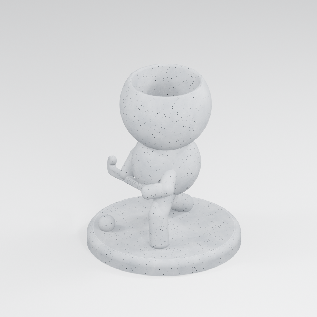 Slapshot Sprout Takes the Ice | Hockey Player Planter in Marble White finish