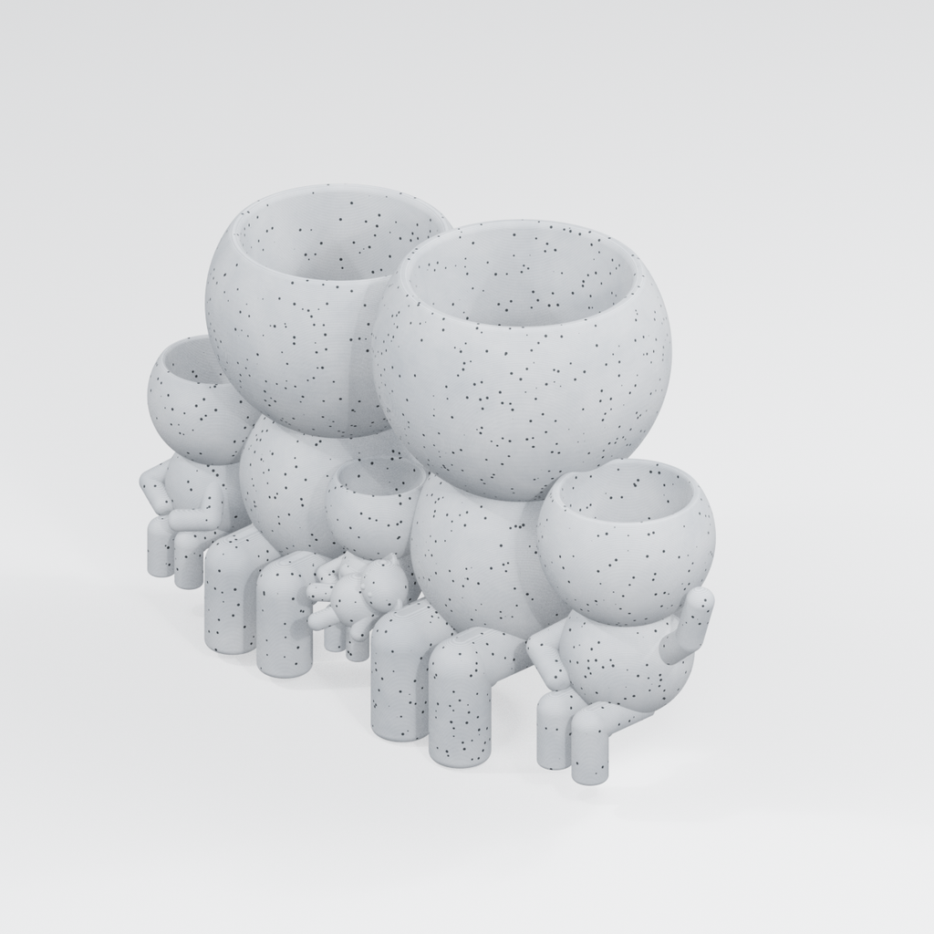 The Five Sprouts Gather Round | Family of Five Planter Marble White finish