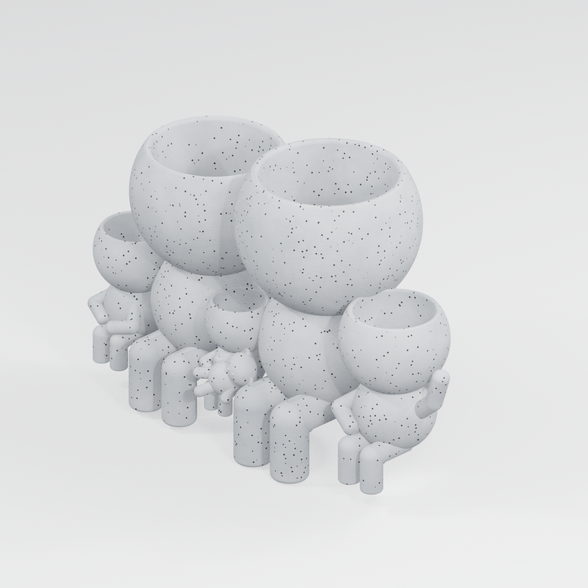 The Five Sprouts Gather Round | Family of Five Planter Marble White finish