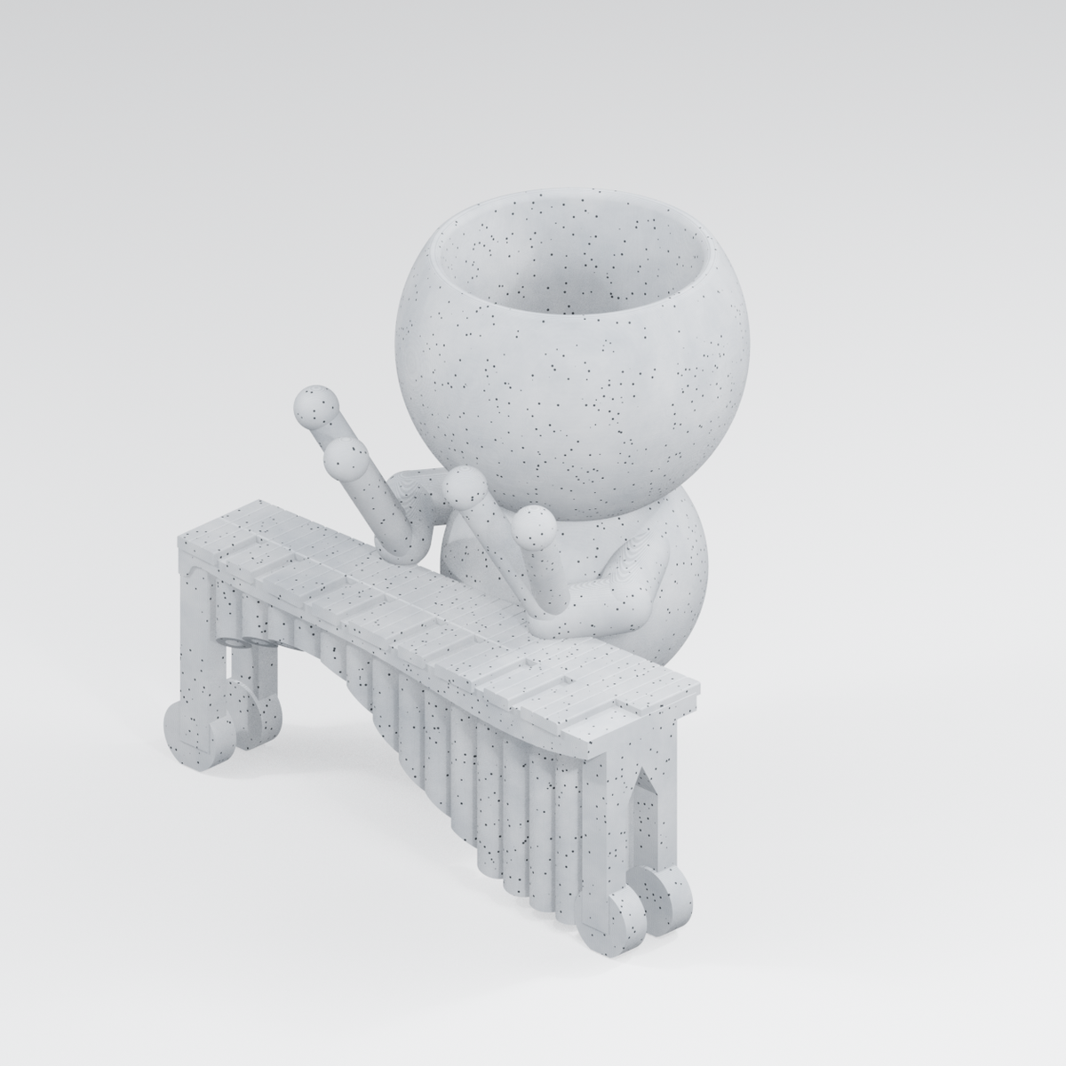 Marimba Moxie Makes Some Noise | Marimba Planter in Marble White finish