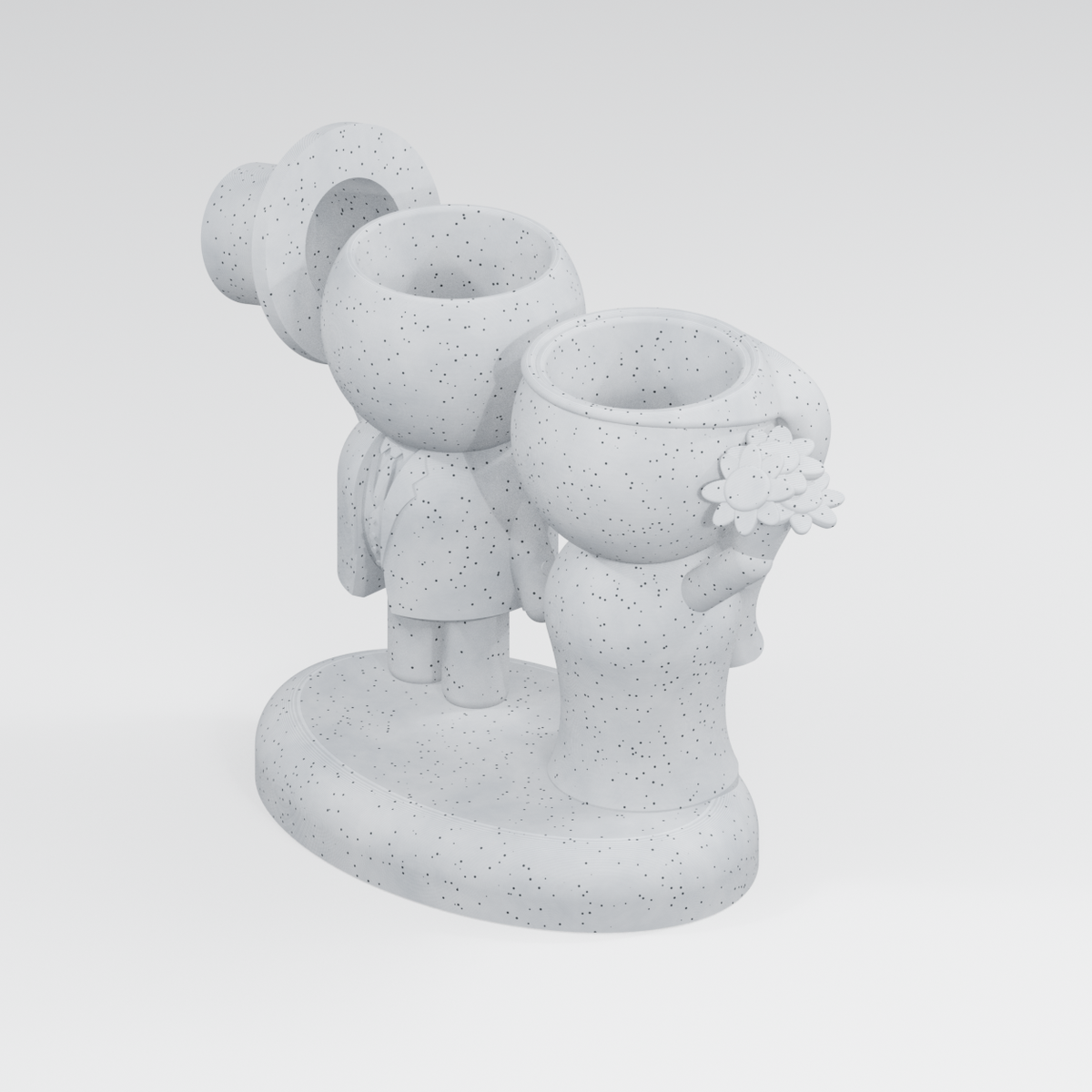 Moss and Marrow wedding planter exact model render in Marble White
