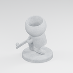 Wicket Willow cricket batsman planter in Marble White