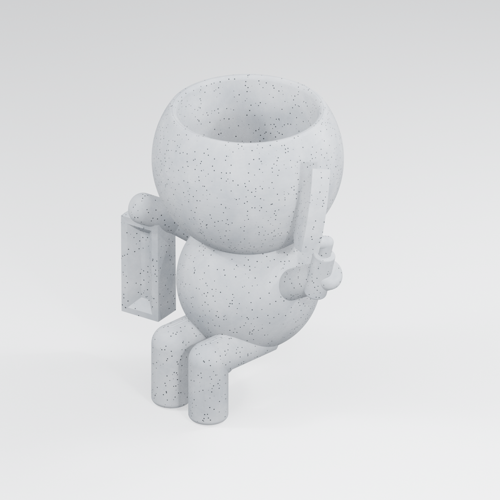 Brickie Moss character planter in Marble White finish