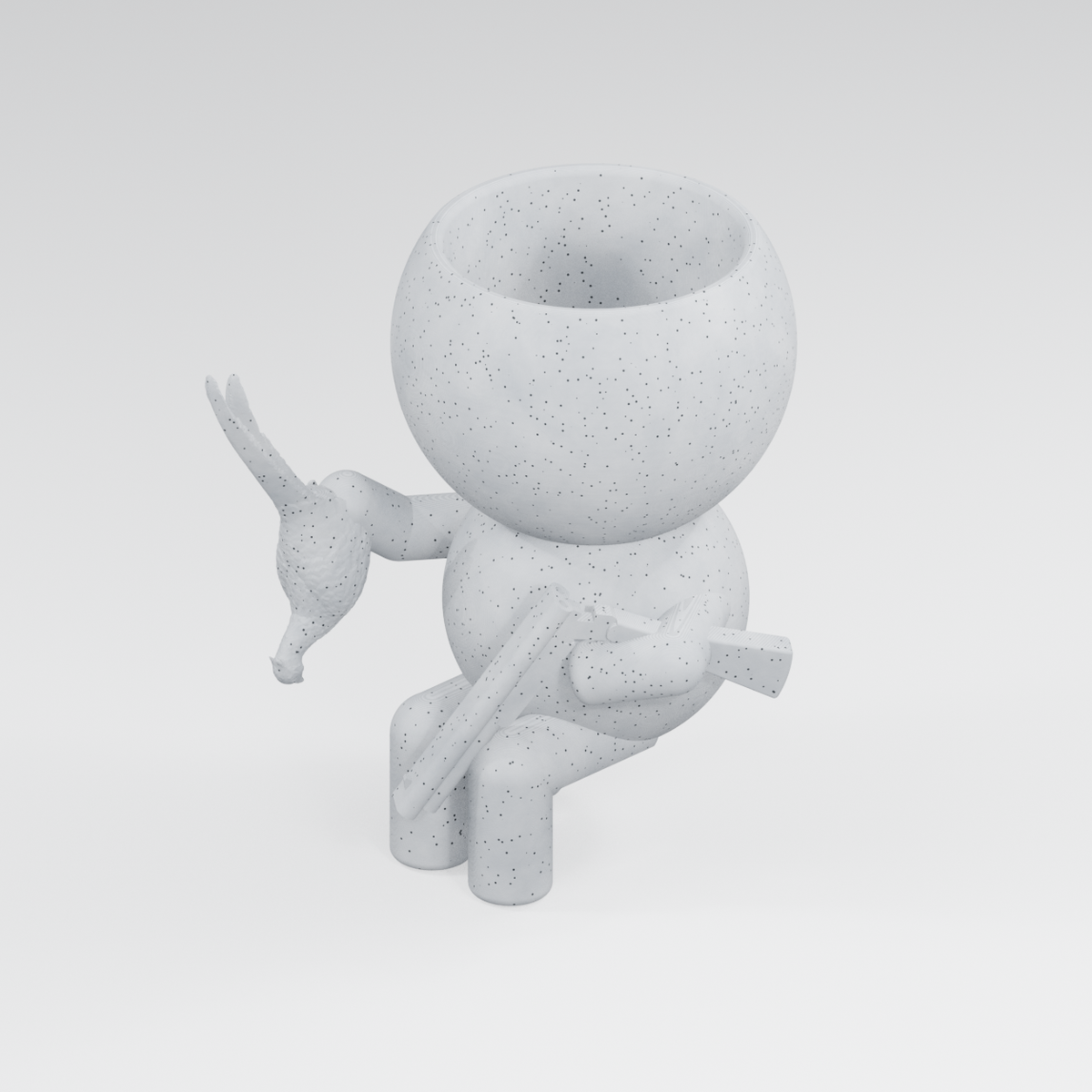 Scout Pheasant Planter in Marble White