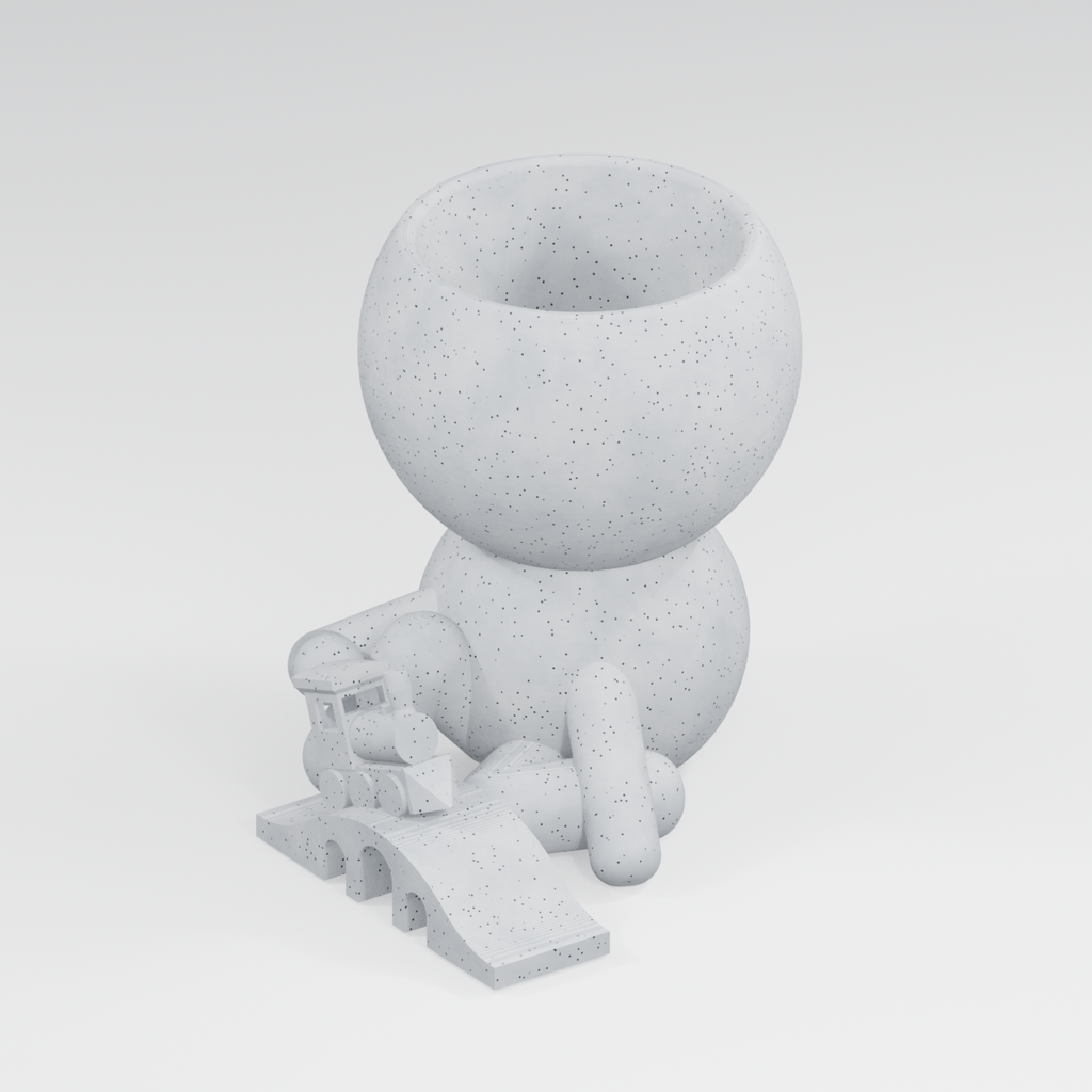 Trackside | Kid and Train Planter in Marble White finish