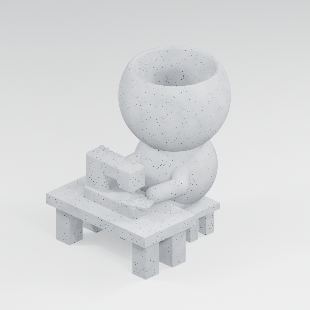 Stella Stitch's Sewing Day: Sewing Machine Planter in Marble White finish