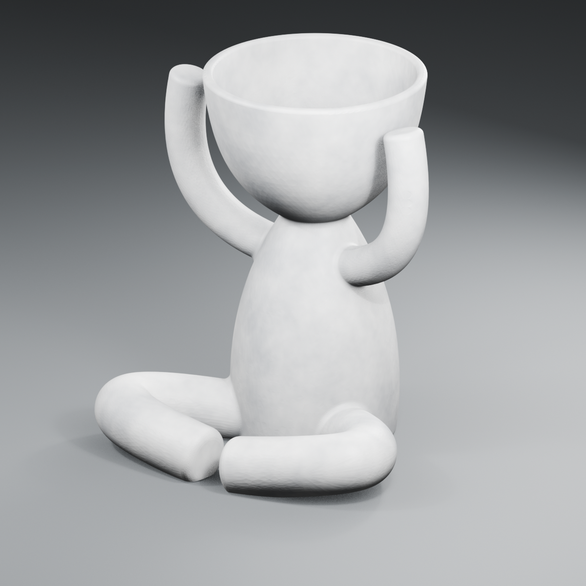 Arms Up Head Planter in Marble White finish
