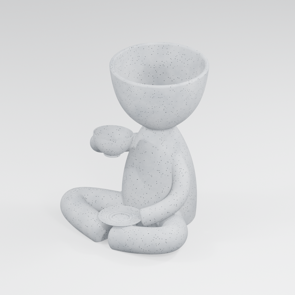 Tea Time Head Planter in Marble White finish