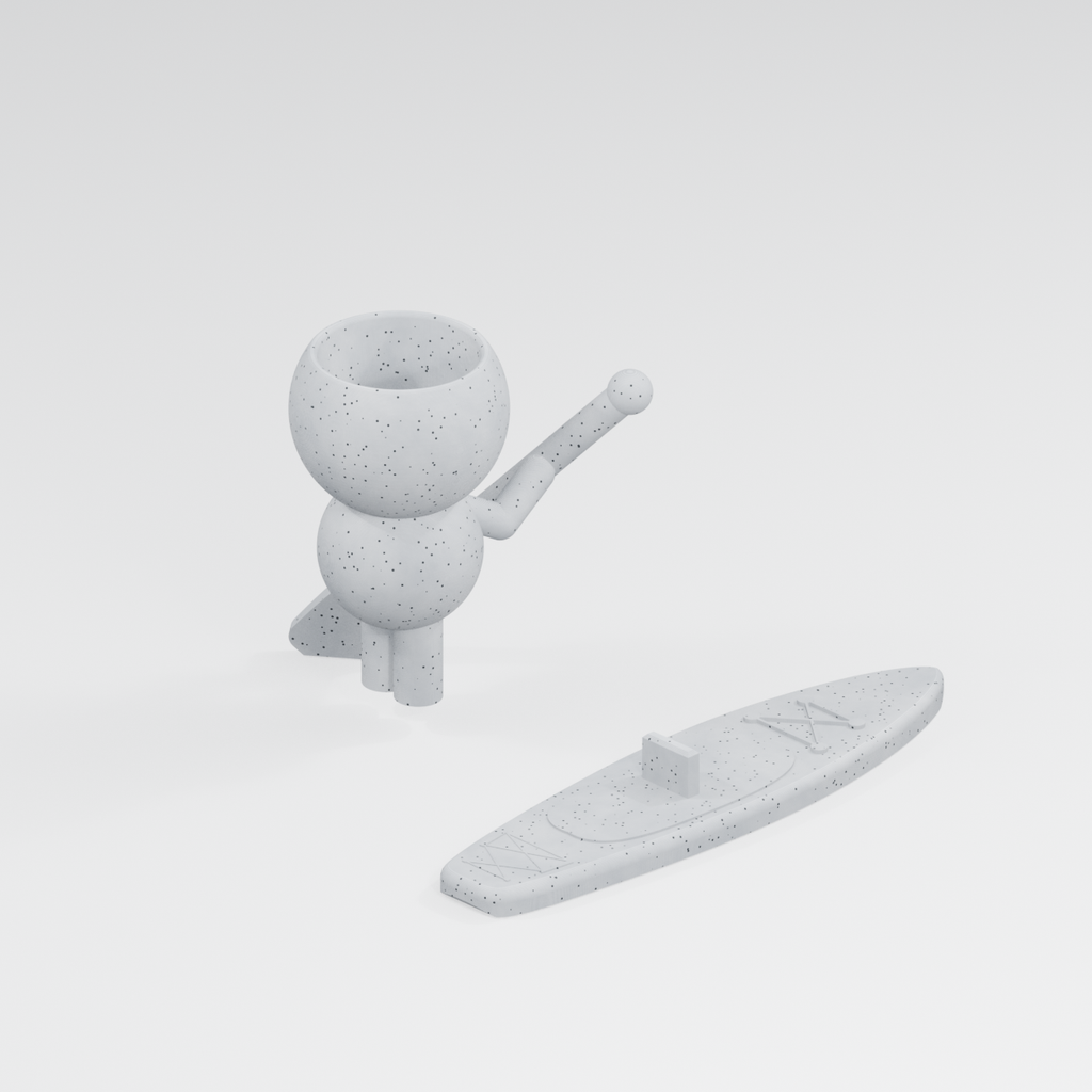Piper Tidewell's Standing Wave: SUP Paddle Boarder Planter in Marble White finish