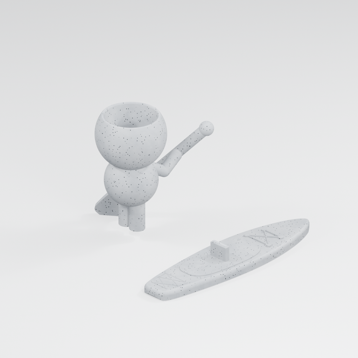 Piper Tidewell's Standing Wave: SUP Paddle Boarder Planter in Marble White finish