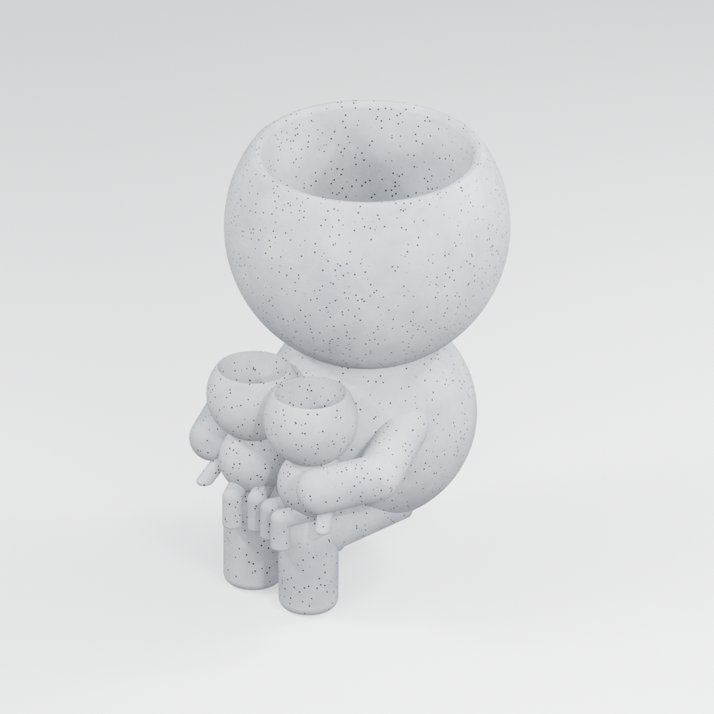 Gran and the Twins | Family Planter in Marble White finish