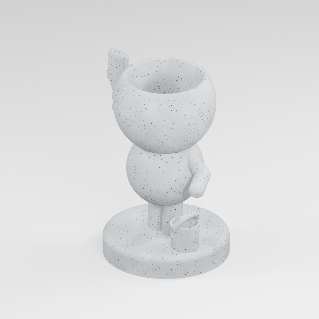 Brush Painter Planter in Marble White