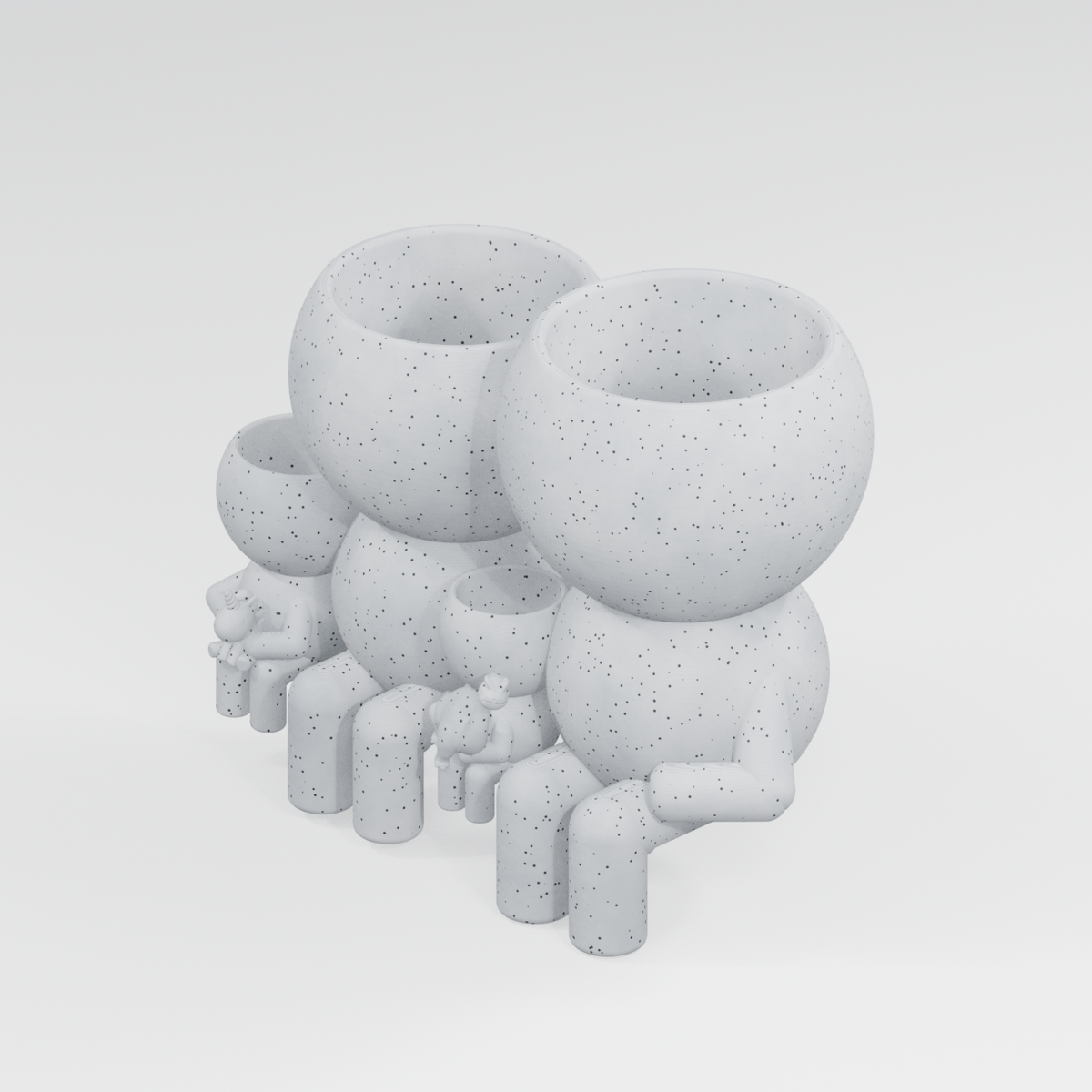 Gather Moss family planter in Marble White finish
