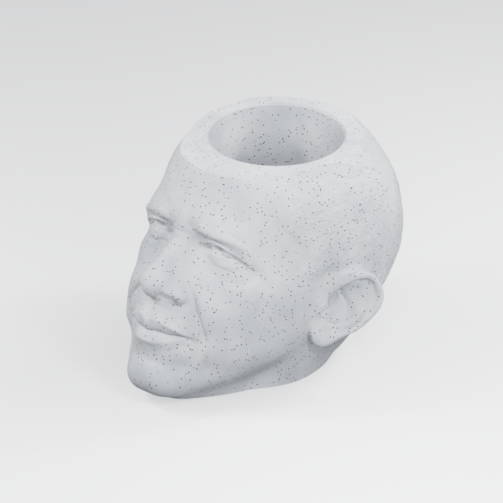 Barack Obama Head Planter in Marble White