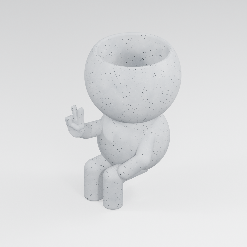 Peace Sign Planter in Marble White