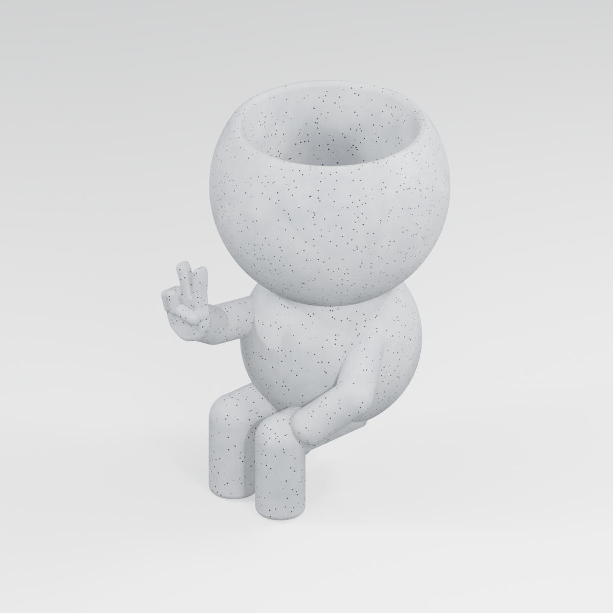 Peace Sign Planter in Marble White