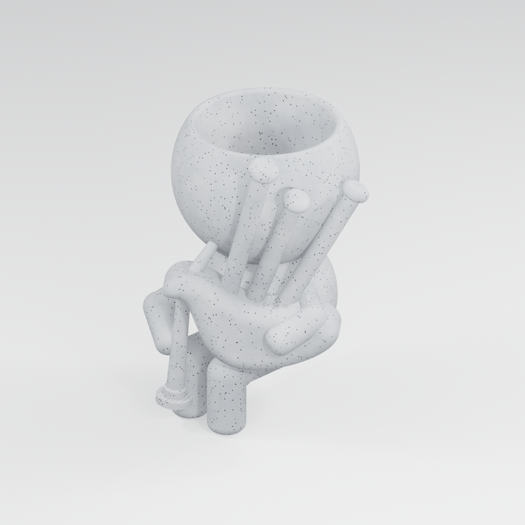 Drone Piper Planter in Marble White
