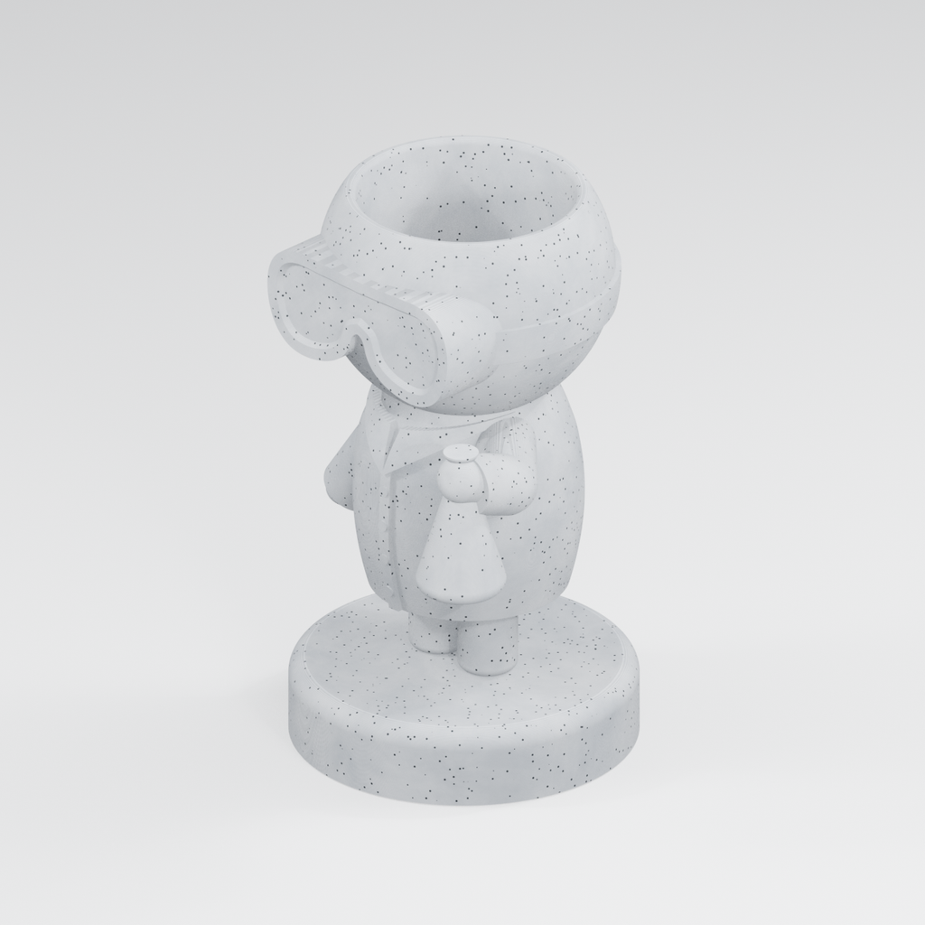 Beaker Moss chemistry scientist planter in Marble White finish